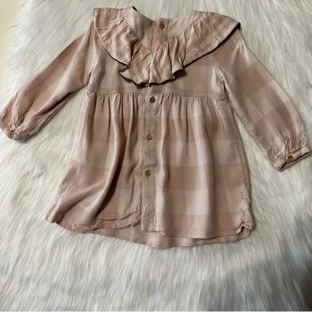 Zara Pink Plaid Ruffle‎ Dress